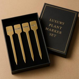Luxury Plant Marker Set | Metallic Finish | Gift Box Packaging